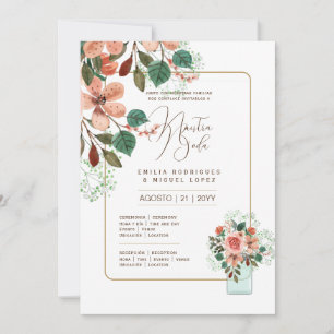 Espanol Invación de Boda Summer Blommigt Bröllop I Inbjudningar