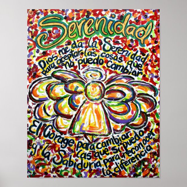 Español Serenity Prayer Angel Art Print Poster (Framsidan)