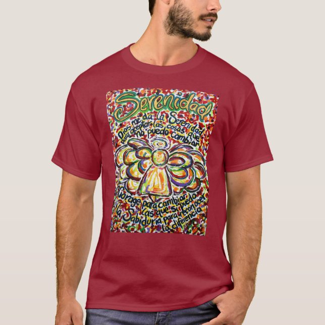 Español Serenity Prayer Angel Art T-Shirt Clothing (Framsida)