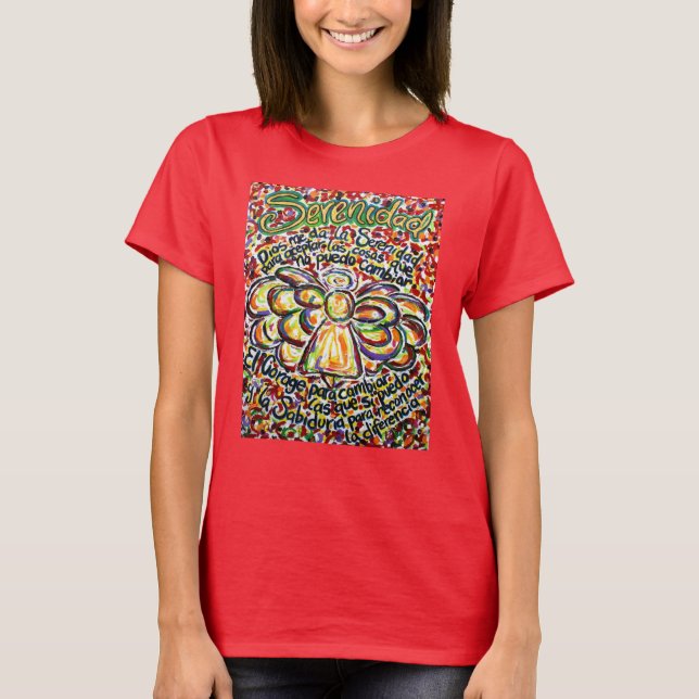 Español Serenity Prayer Angel Art T-Shirt Clothing (Framsida)
