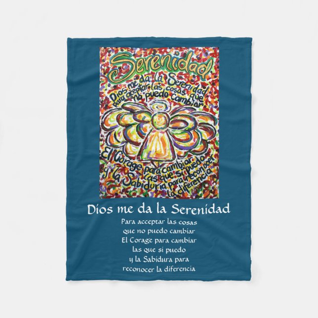 Español Serenity Prayer Dikt Angel Fleece Blanket (Framsidan)