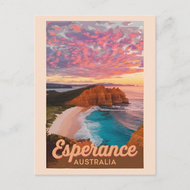 Esperance Australia Illustration Travel Art Retro Vykort (Framsida)