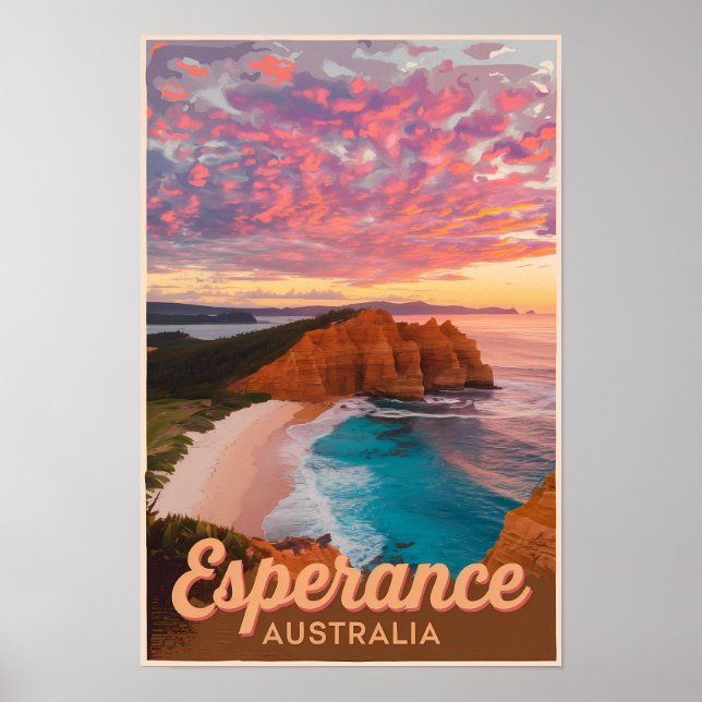 Esperance Australien Illustration Resa Konst Retro Poster (Framsidan)