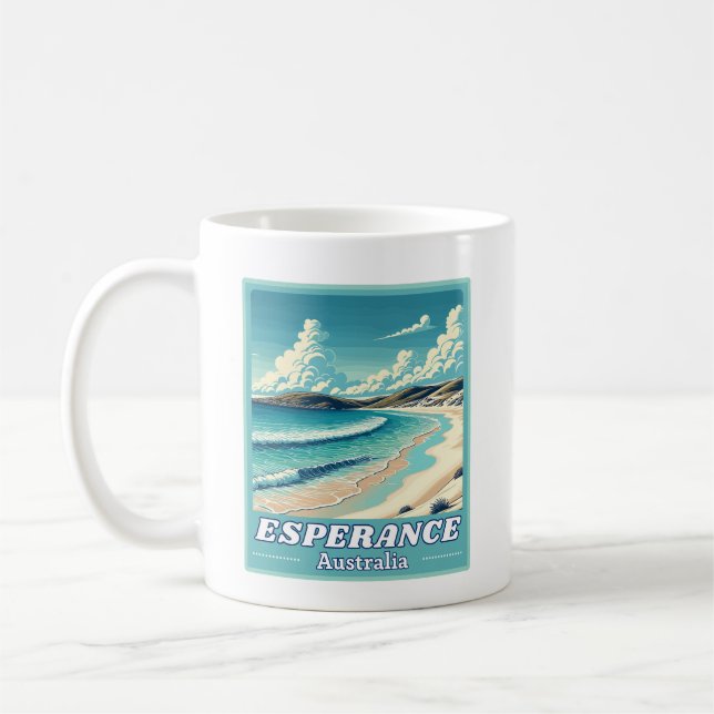 Esperance i Westerna Australien Retro Skyline Kaffemugg (Vänster)