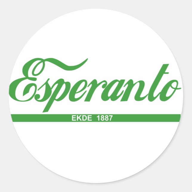 Esperanto ekde 1887 runt klistermärke (Framsida)