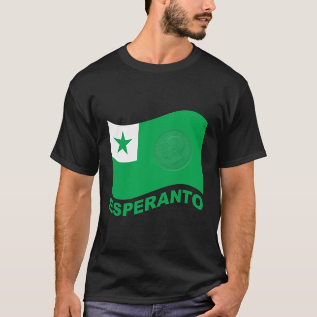 esperanto flagga+text och zamenhof, t shirt (Framsida)