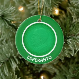 Esperanto flagga + Zamenhof Julgransprydnad Keramik