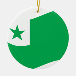Esperanto flagga + Zamenhof Julgransprydnad Keramik