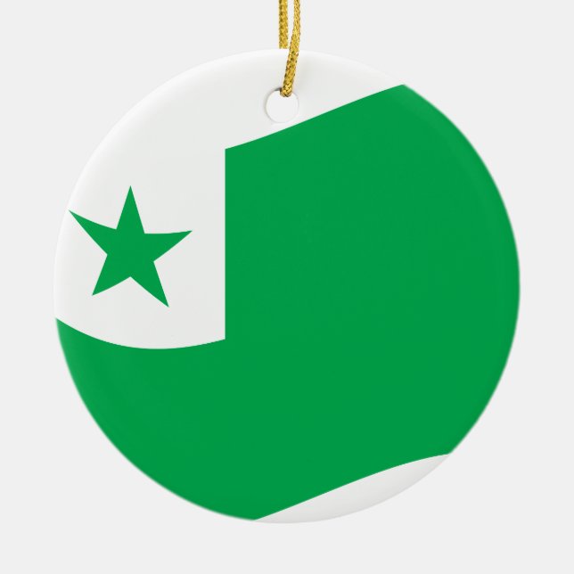 Esperanto flagga + Zamenhof Julgransprydnad Keramik (Framsidan)