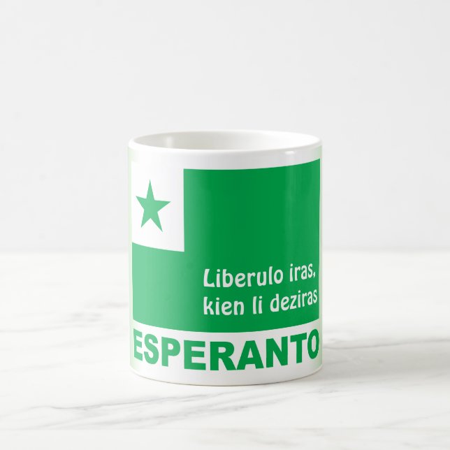 Esperanto-/"Liberulo iras, kien lideziras", Kaffemugg (Center)