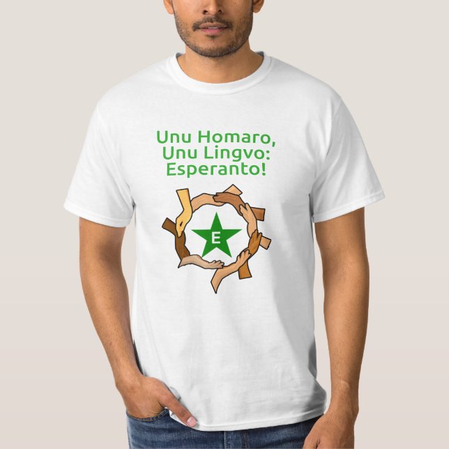 Esperanto mãos fundo incolor t shirt (Framsida)