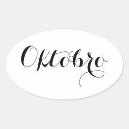 Esperanto Month Stickers - Oktobro (oktober) Ovalt Klistermärke