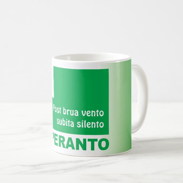 Esperanto / "Post brua vento subita silento", Kaffemugg (Framsida höger)