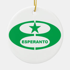 esperanto-symbol + flagga, julgransprydnad keramik