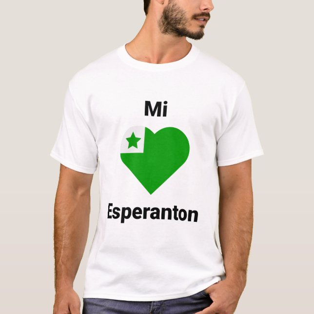 Esperanto t-shirt Mi amas Esperanton (Framsida)
