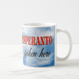 Esperanto talade här i grumlig jord kaffemugg