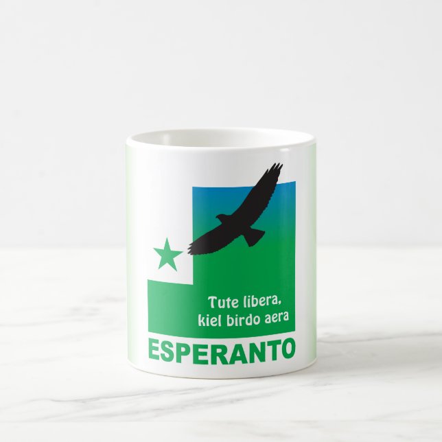Esperanto-/"Tute libera, kiel birdoaera", Kaffemugg (Center)