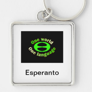 Esperantokeychain Fyrkantig Silverfärgad Nyckelring