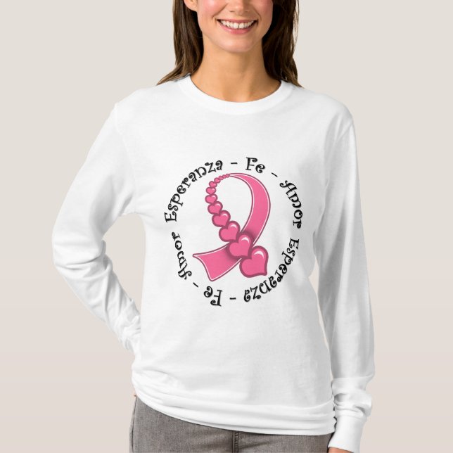 Esperanza Fe Kärlek Cancer de Mamma T-shirt (Framsida)