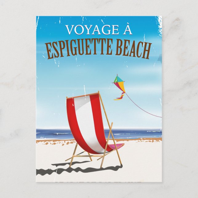 Espiguette Beach Frankrike reseraffisch Vykort (Framsida)