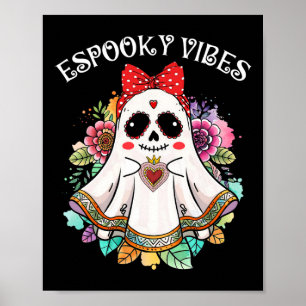Espooky Vibes Mästare Halloween Spansk Mexikansk T Poster