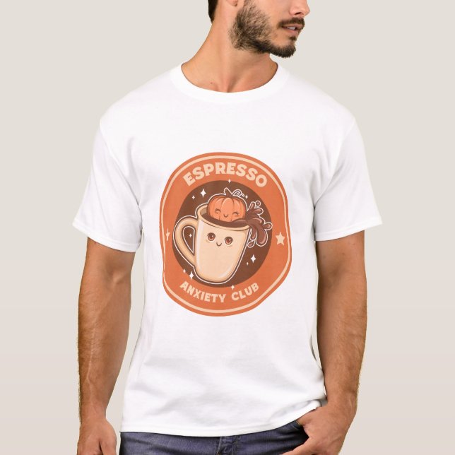 Espresso Ångestklubb Kaffe Och Ångest T Shirt (Framsida)