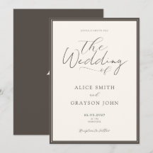 Espresso Beige Script Klassiskt Minimalistiskt Brö