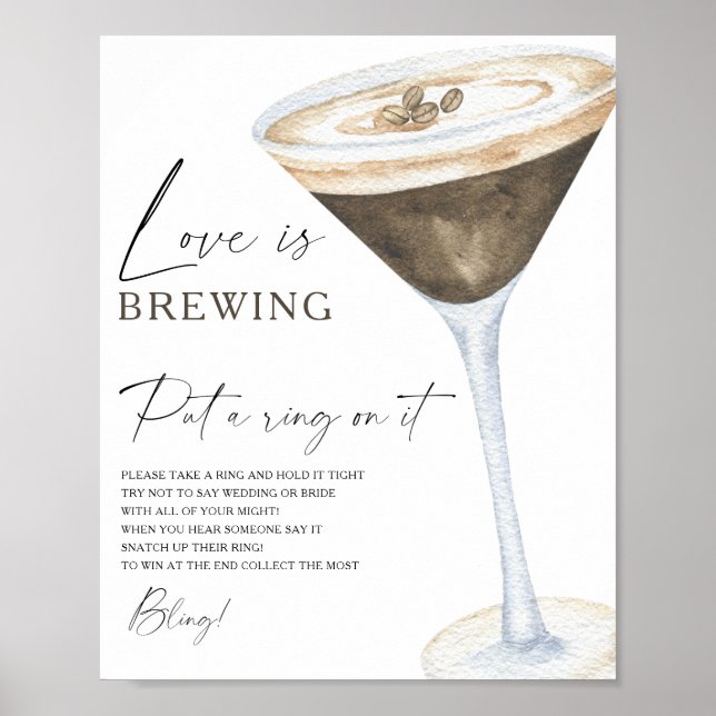 Espresso bröllopsdusch Sätt en ring på det spelet Poster (Framsidan)