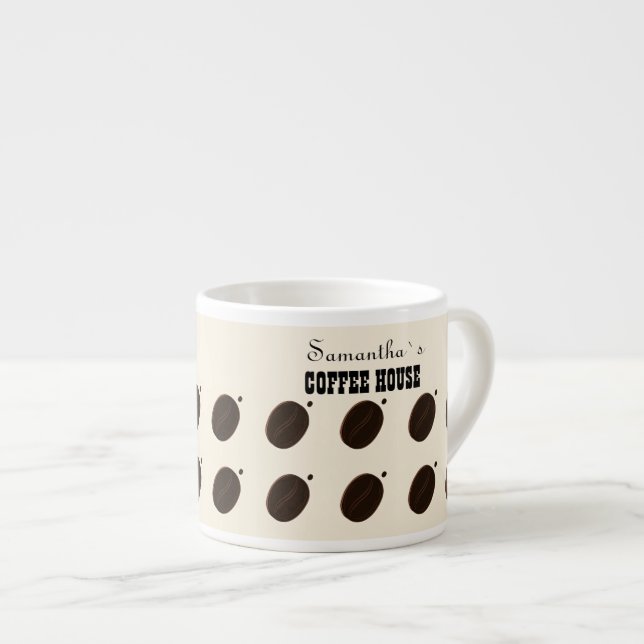 Espresso Brun Kaffebohnemönster Café-varumärke Espressomugg (Framsida höger)