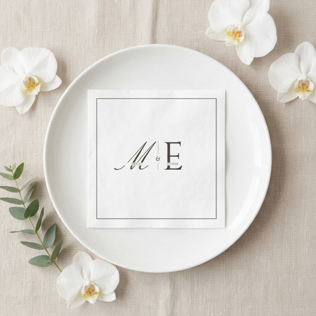 Espresso Brun Old Money Monogram Pappersservett (Skapare uppladdad)