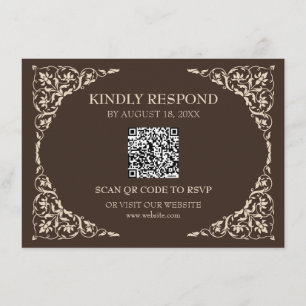 Espresso Brun QR RSVP-kort Tilläggskort