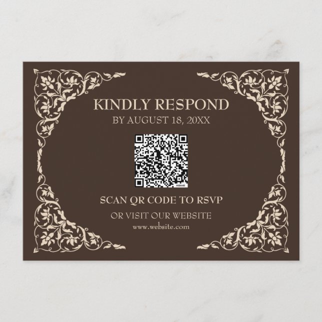 Espresso Brun QR RSVP-kort Tilläggskort (Framsida)