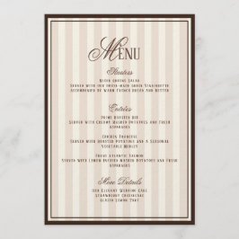 Espresso Cappuccino Striped Wedding Menu  Card Inbjudningar