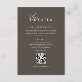 Espresso Classic Minimalistisk Bröllops QR-detalje Tilläggskort