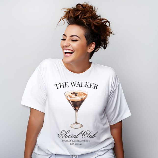 Espresso Cocktail Luxury Social Klubb Bachelorette T Shirt (Custom Last Name Social Club TShirt Relaxed Fit)
