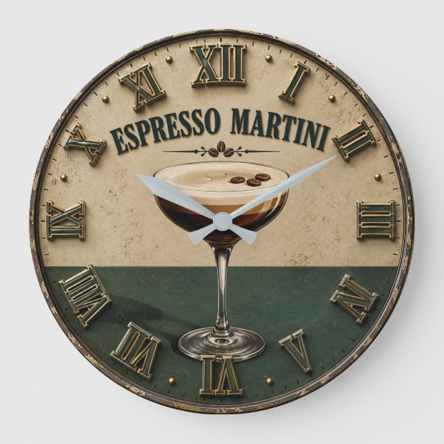 Espresso Coffee Cocktail Bar Decor  Stor Klocka (Framsida)