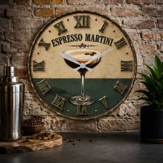 Espresso Coffee Cocktail Bar Decor  Stor Klocka (Skapare uppladdad)