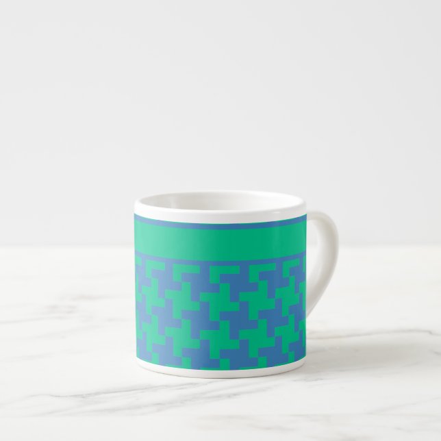 Espresso Coffee Mugg, Emerald and Blue Dogtooth Espressomugg (Framsida höger)