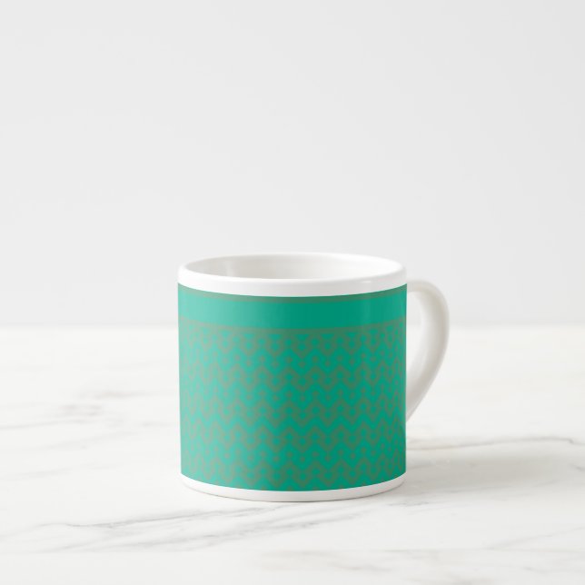 Espresso Coffee Mugg, Emerald Grönt Geometric Espressomugg (Framsida höger)