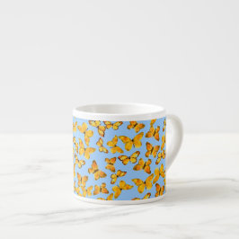 Espresso Coffee Mugg, Golden Butterflies på Blue Espressomugg