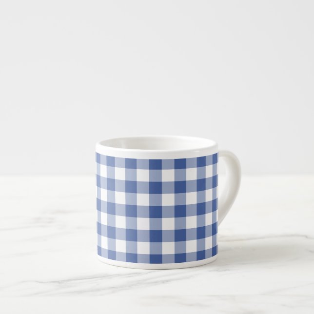 Espresso Coffee Mugg, Mörk blått Check Gingham Espressomugg (Framsida höger)