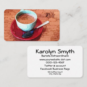 Espresso Coffee Typography Kopp Spoon Ord Cloud Visitkort