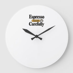 Espresso dig själv varsamt Rolig kaffe + perso Stor Klocka