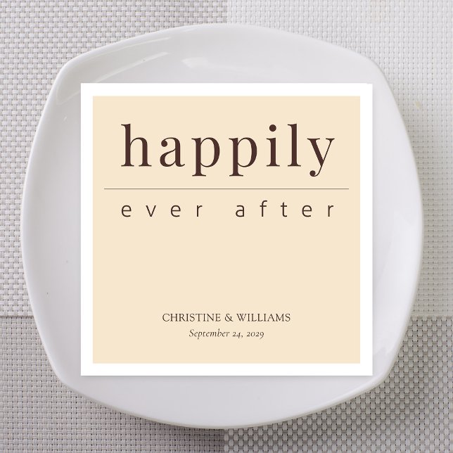 Espresso Editorial Lyckliga För Evigt Bröllop Pappersservett (Espresso editorial happily ever after wedding napkins for wedding reception)