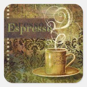 Espresso Fyrkantigt Klistermärke