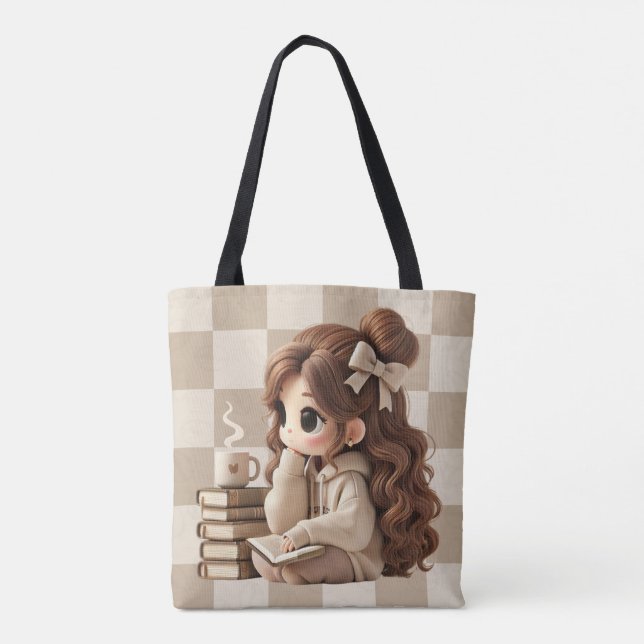 Espresso Girl Tote Tygkasse (Baksida)
