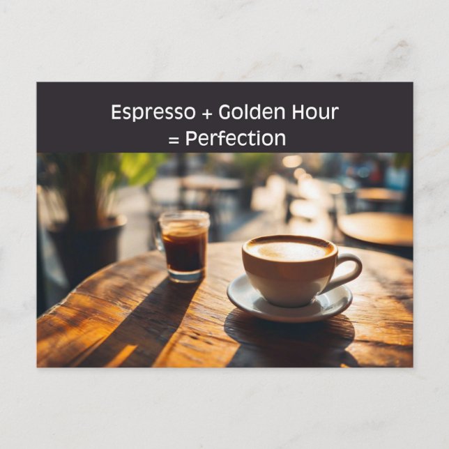 Espresso Golden Hour, Kaffeälskare Reser Vykort (Framsida)