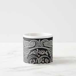 Espresso/Grått Paisley/Black Trim/Specialty Mugg Espressomugg