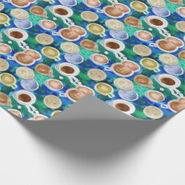 Espresso Grönt Kaffe koppar Watercolor Mönster Presentpapper