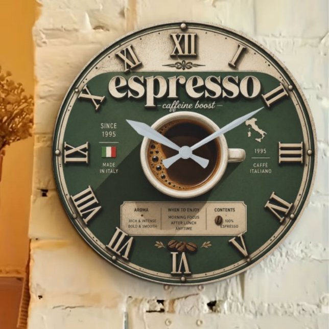 Espresso Italian Coffee Bar Kitchen Decor Stor Klocka (Skapare uppladdad)